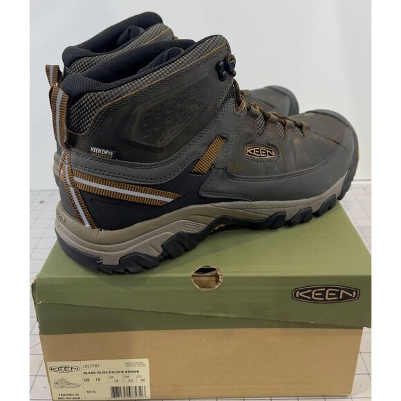 Men's Targhee III Waterproof Mid Sz. 15 Black Olive/Golden Brown New~~ - Picture 3 of 8